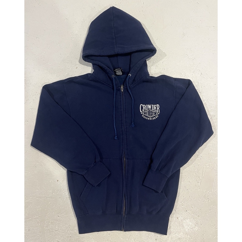 Vintage MV Sport Crowder College Roughriders Full Zip Hooded Jacket‎ Mens M Blue